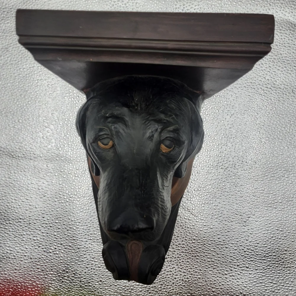 Bracket Painted Sculpted Labrador Dog Wall Shelf Sconce Resin Stein 1995